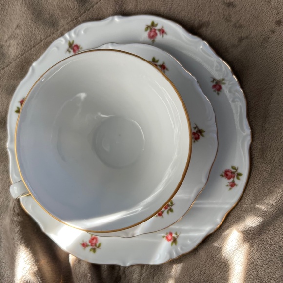 Bavaria Western Germany Elfenbein Rose Bud Pattern Tea Cup Saucer Plate 3 pc - Picture 2 of 15